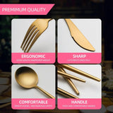35 Grams Quality Cutlery for 6 People - 24 Piece Set - Full Golden