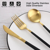 35 Grams Quality Cutlery for 6 People - 24 Piece Set - Gold & Black