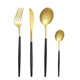 35 Grams Quality Cutlery for 6 People - 24 Piece Set - Gold & Black