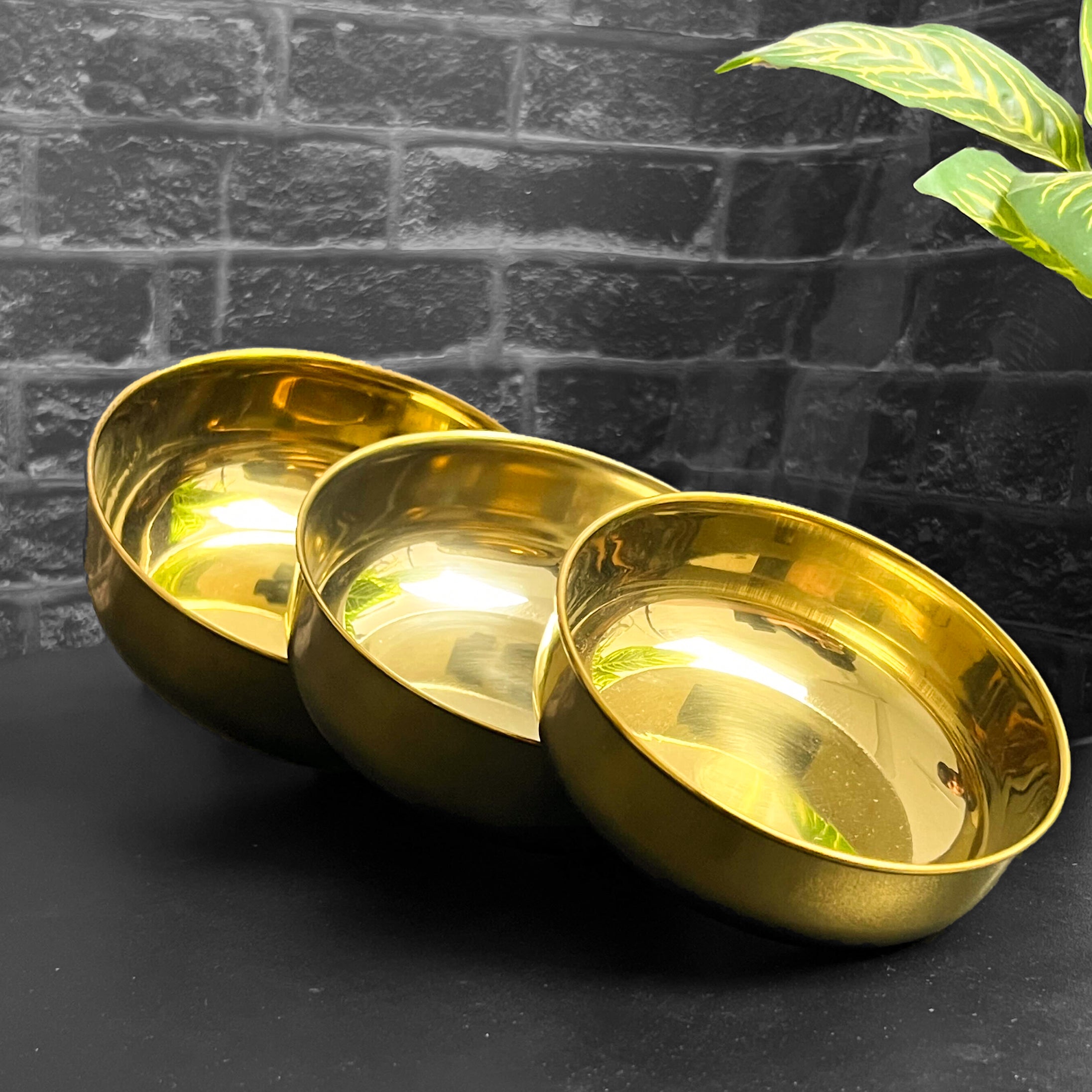 Golden Rice Bowls-Set of 3-PVD Coated QM Branded