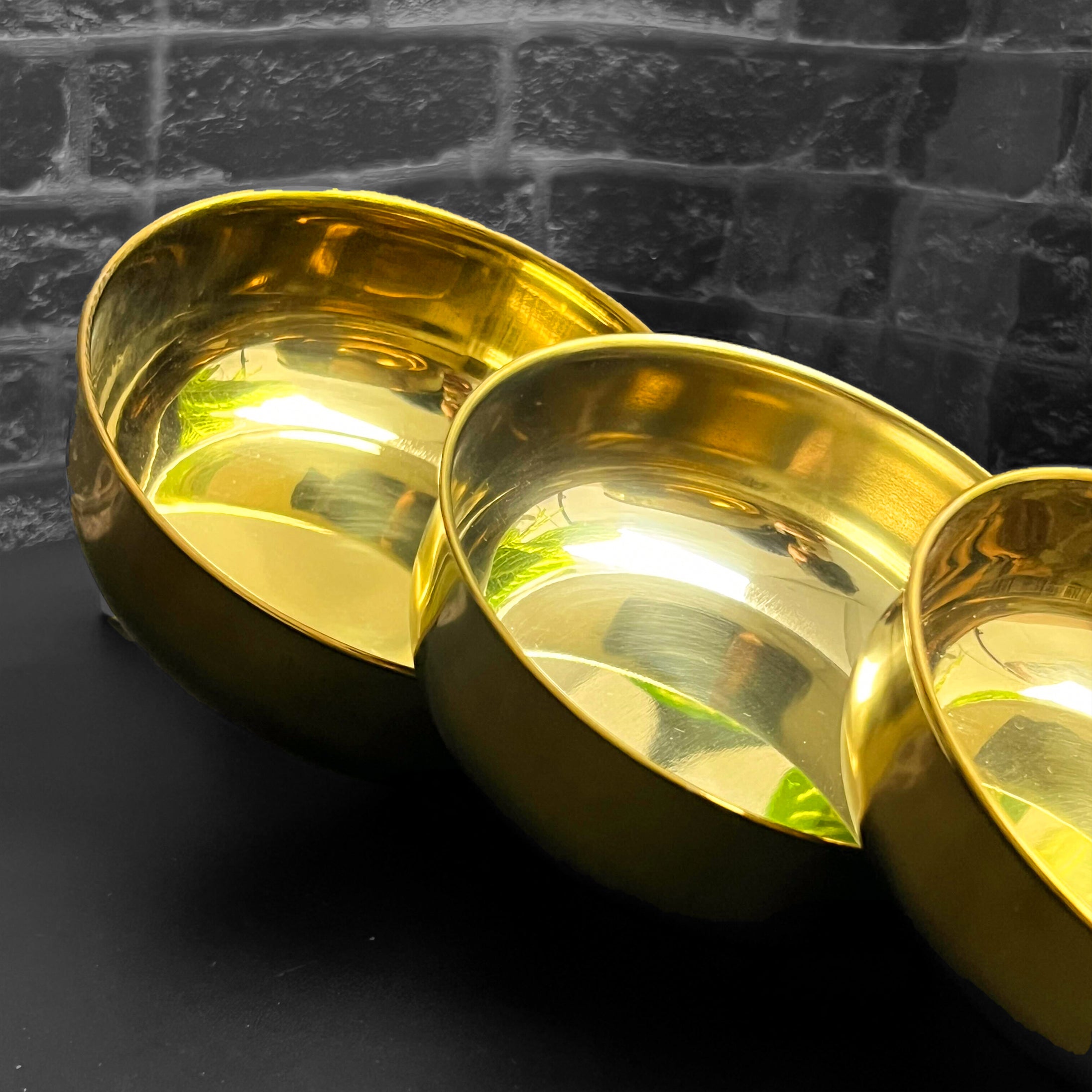 Golden Rice Bowls-Set of 3-PVD Coated QM Branded