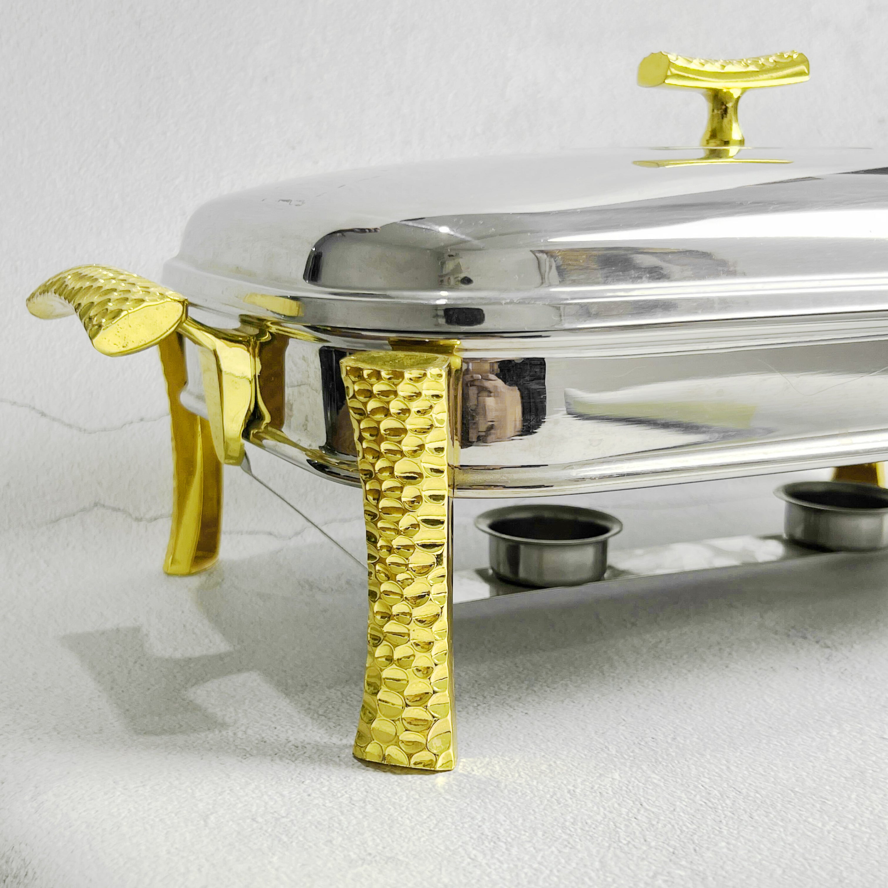 Glass Chafing Dish with Lid & Stand- Large 14 inches