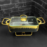 8 inches Chafing Dish with Glass Lid & Stand- Balck