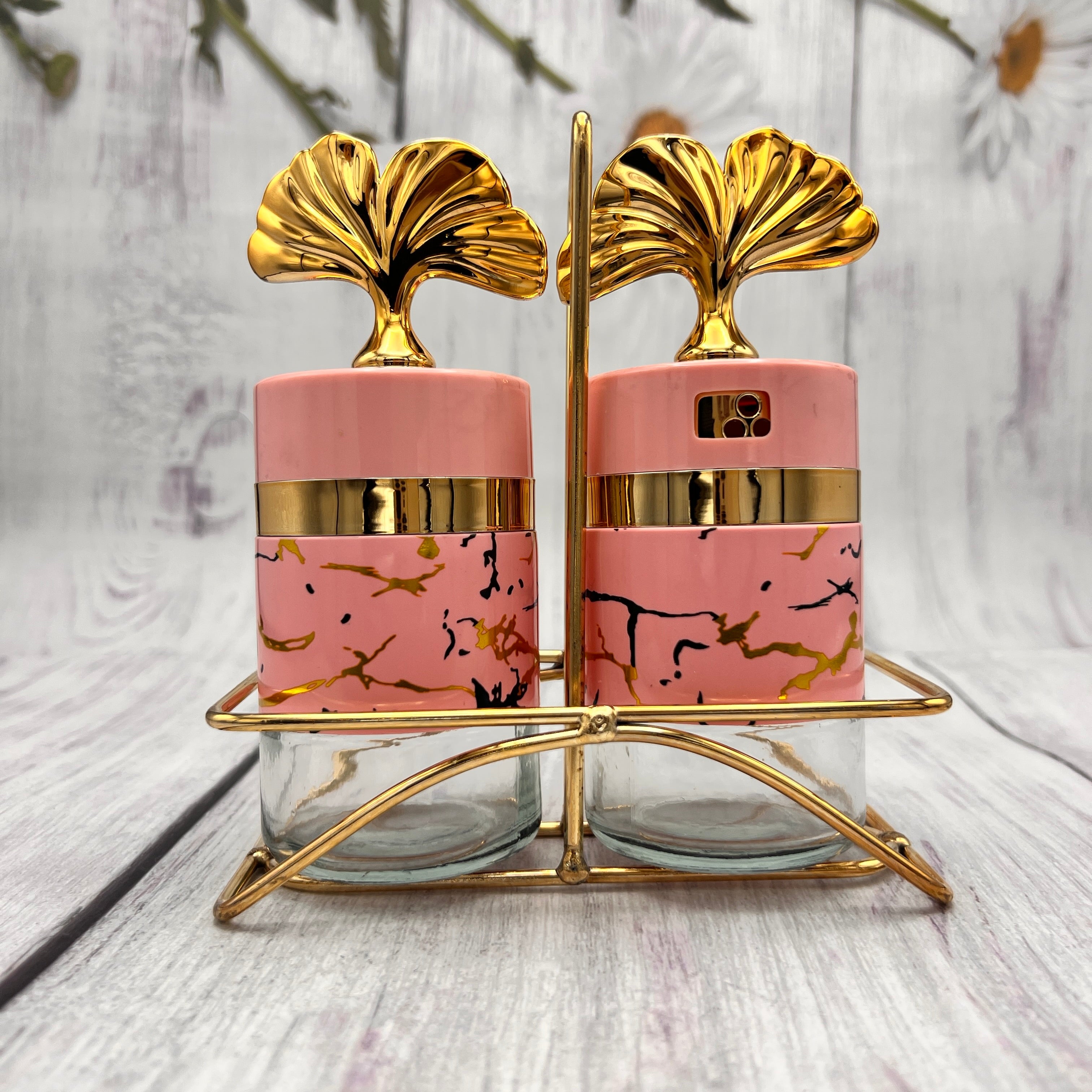 Salt & Pepper Set - Pink & Golden - 3 pcs