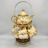 Turkish Style Tea Cup Set - White & Golden
