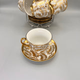 Turkish Style Tea Cup Set - White & Golden