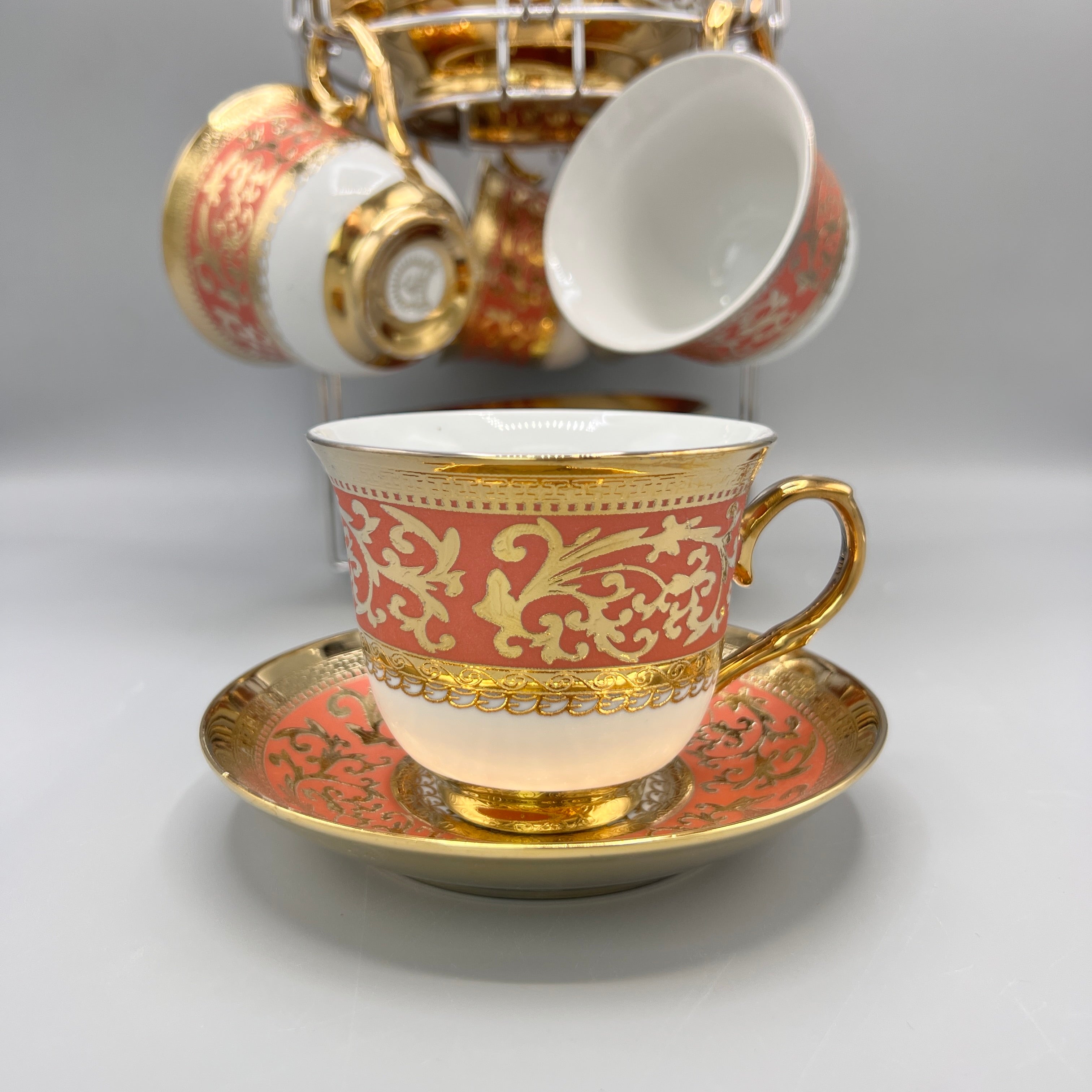 Turkish Style Tea Cup Set - Pink & Golden