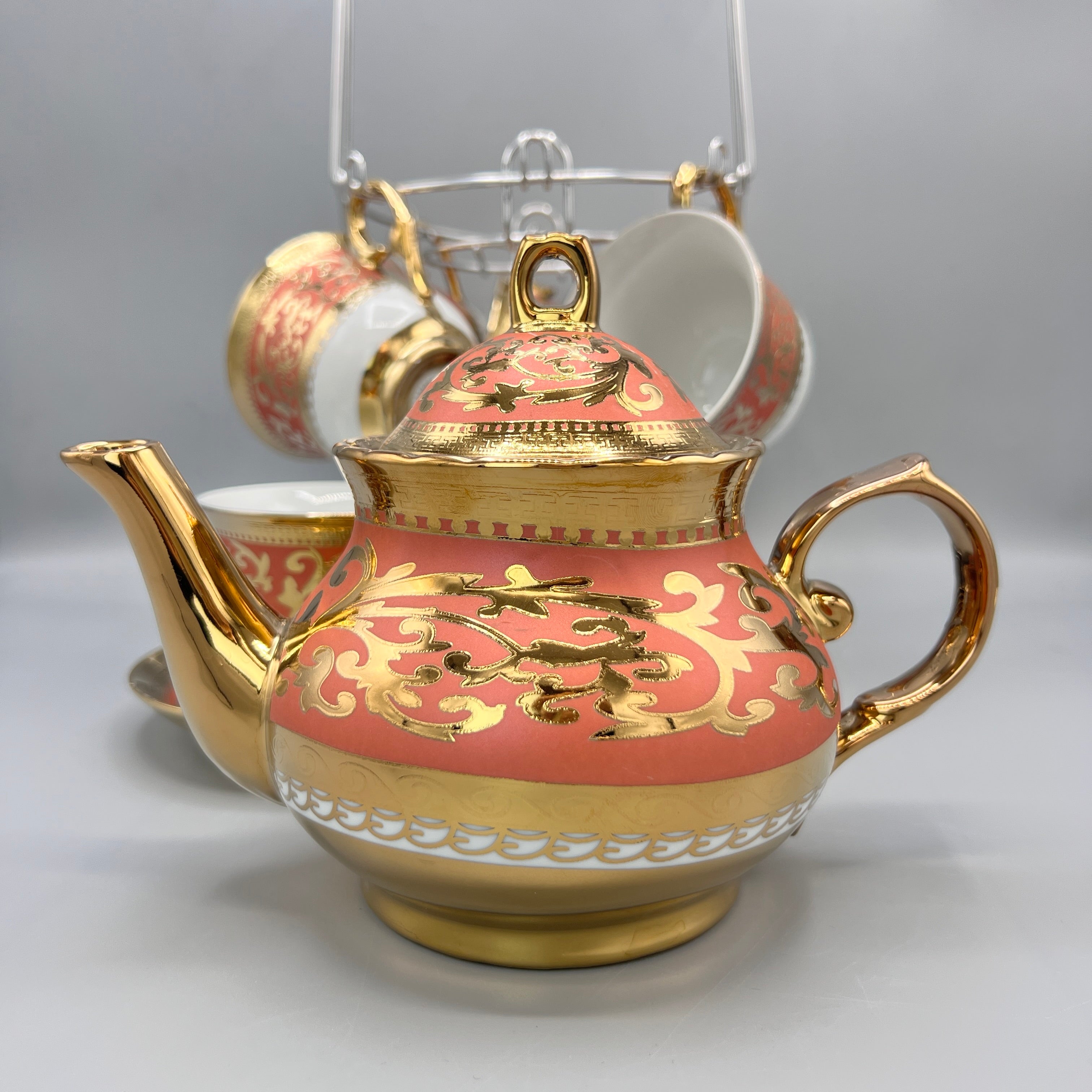 Turkish Style Tea Cup Set - Pink & Golden