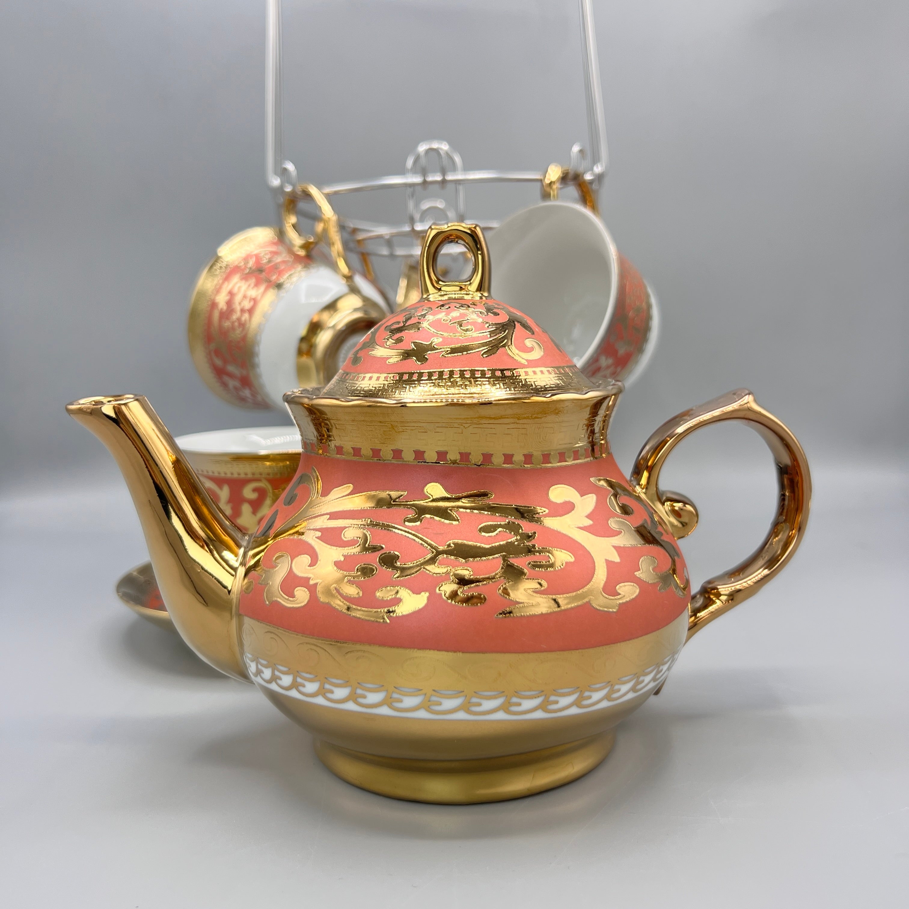 Turkish Style Tea Cup Set - Pink & Golden