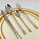 Imported Cutlery 24-Piece Silver & Golden Flower Design - 6 Person