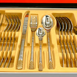 Imported Cutlery 24-Piece Silver & Golden Flower Design - 6 Person