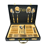 53 Pieces Cutlery Set with Leather Box - 12 Person Set