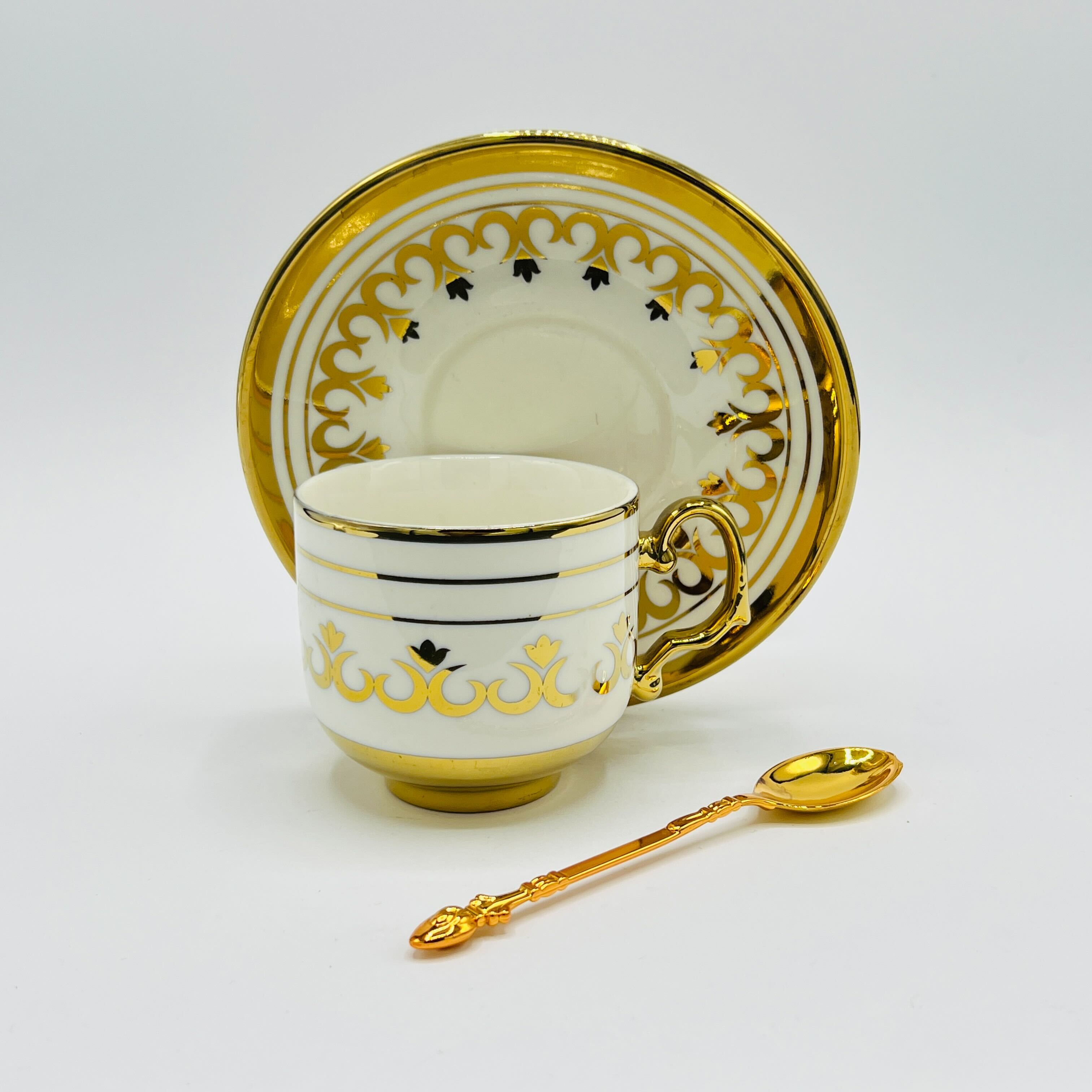 1 pc Bone China Teacup, Saucer & Tea Spoon-D1