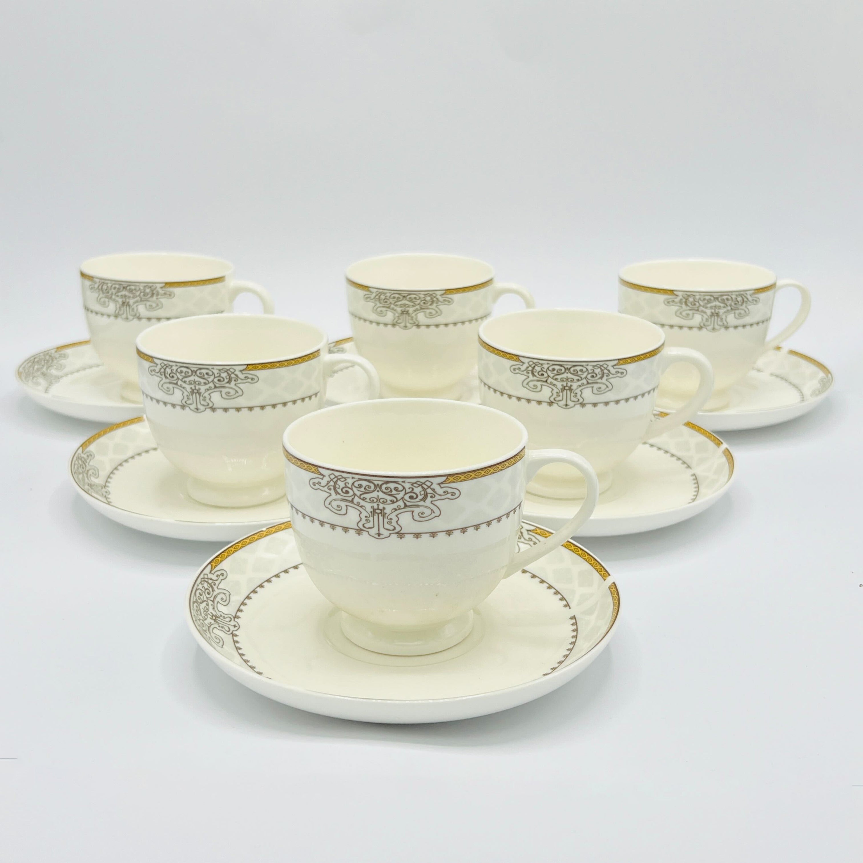 6 Persons Bone China Tea cup & Saucer Set - Georgian Style
