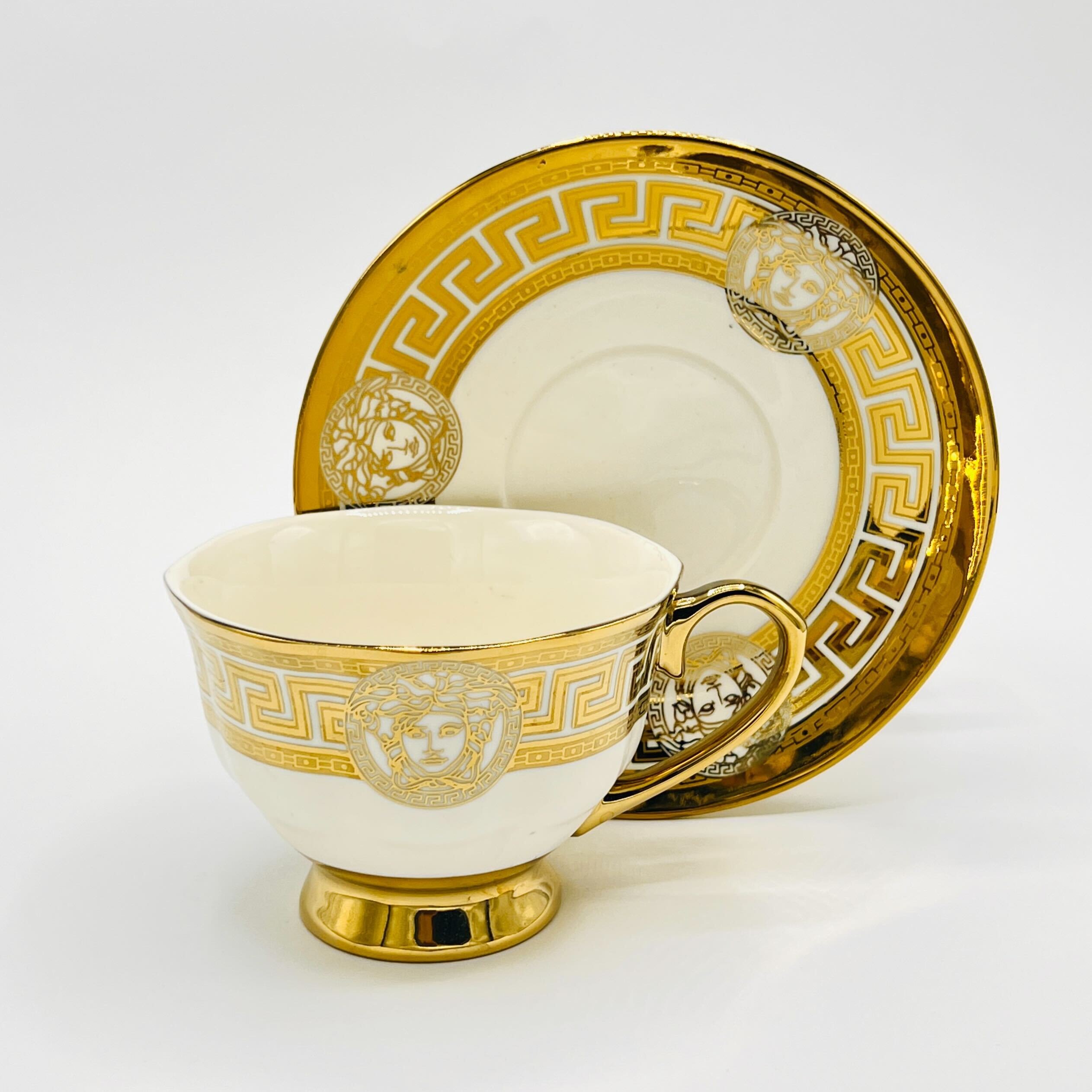 6 Persons Ceramic Tea cup & Saucer Set - Versace Design