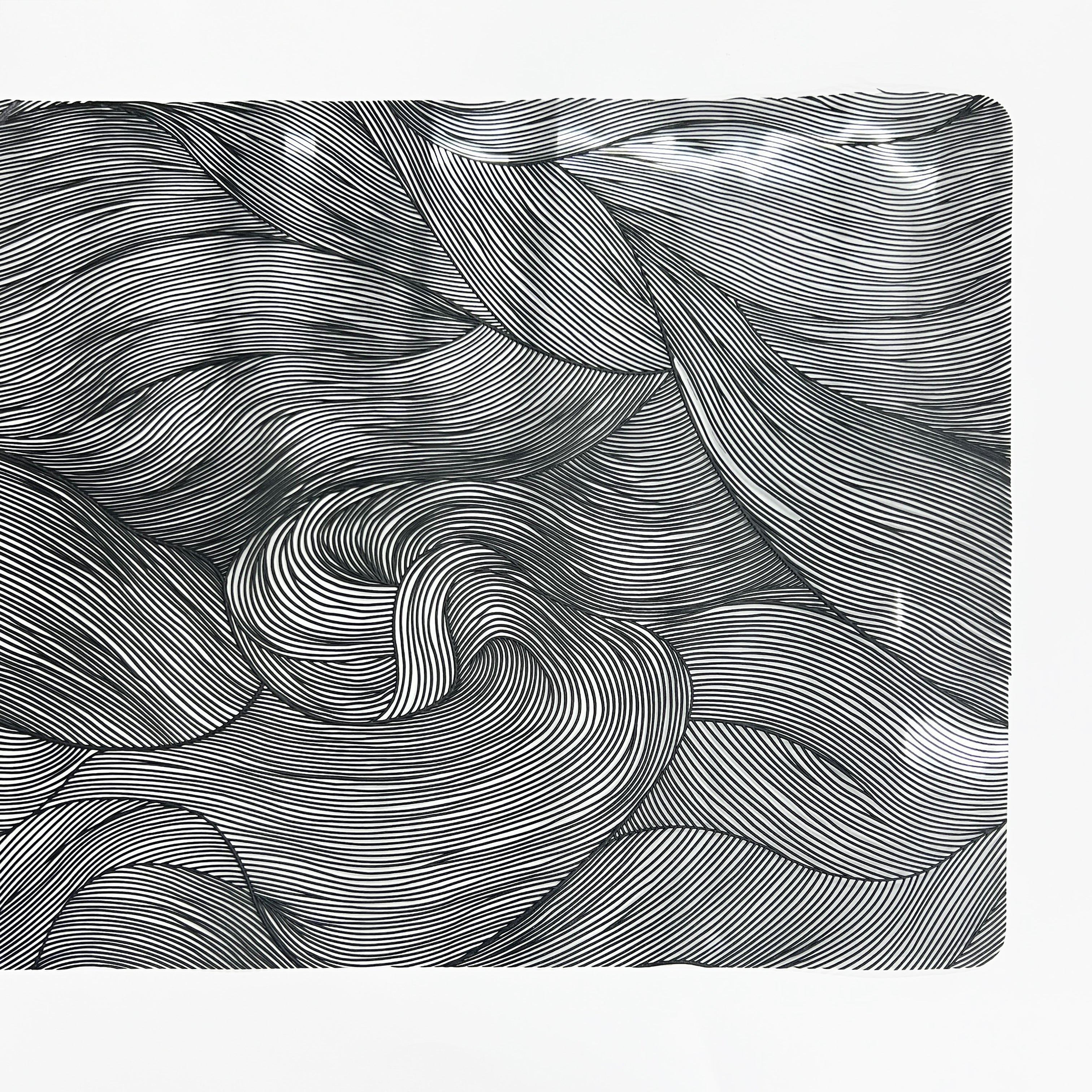 Lines art geometry table runner - Black color