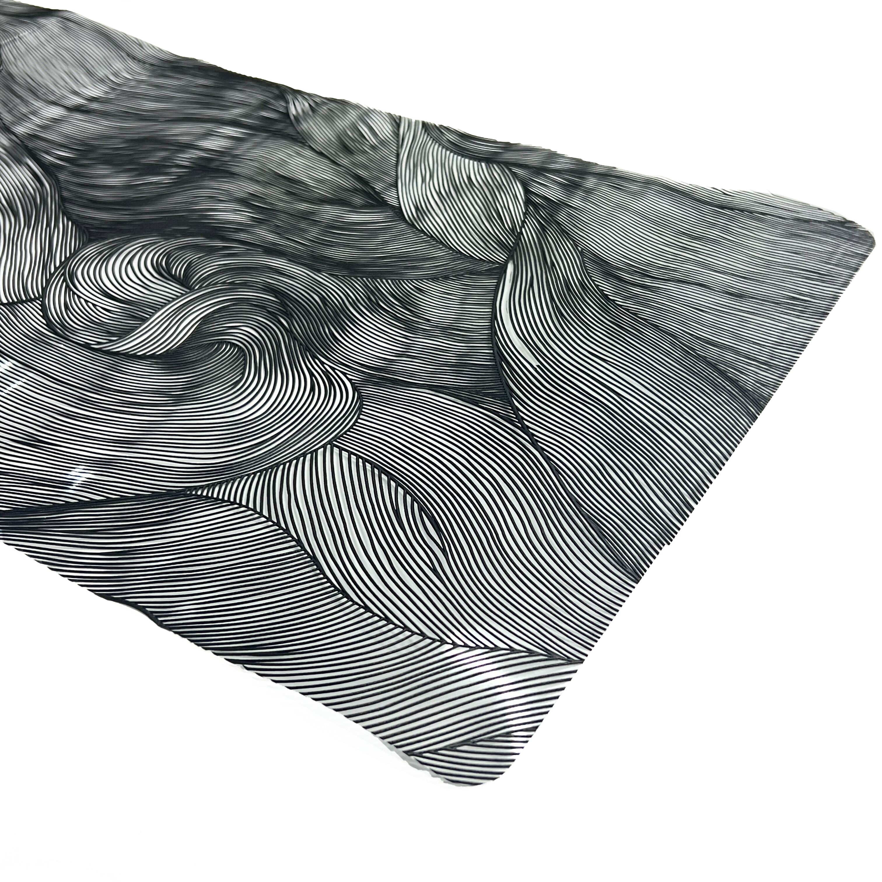 Lines art geometry table runner - Black color