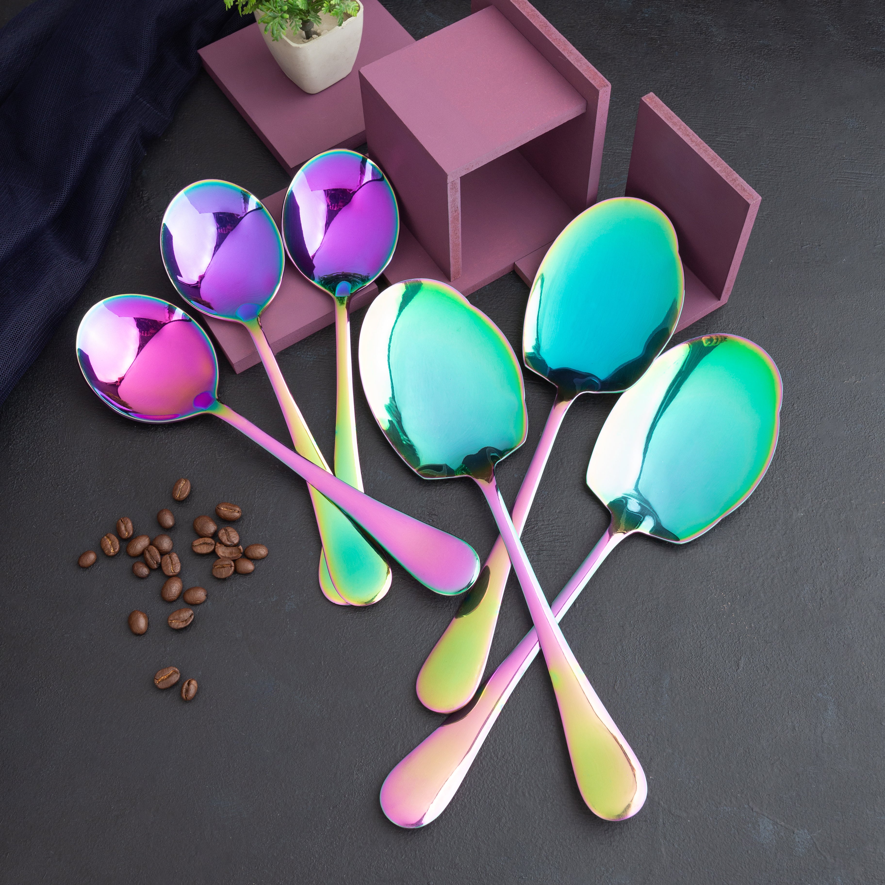 5 YEAR GUARANTEE 50 Gram Premium Rainbow Cutlery Set Qareenay Manzil® branded