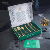 5 YEAR GUARANTEE 50 Gram Premium Golden Cutlery Set Qareenay Manzil® branded