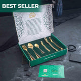 5 YEAR GUARANTEE 50 Gram Premium Golden Cutlery Set Qareenay Manzil® branded