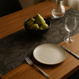 Lines art geometry table runner - Black color