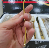 65 Grams Premium 24-Piece Golden Cutlery Set - 6 Person