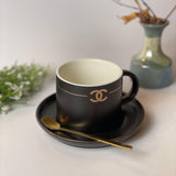 GUCCI Design Premium Tea Cup with Saucer and Golden Spoon