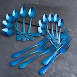 5 YEAR GUARANTEE 50 Gram Premium Shiny Blue Cutlery Set Qareenay Manzil® branded