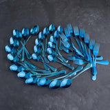5 YEAR GUARANTEE 50 Gram Premium Shiny Blue Cutlery Set Qareenay Manzil® branded