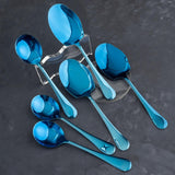 Rice & Curry Serving Spoons Set Shiny Blue Qareenay Manzil® Branded With 5 Year Warranty