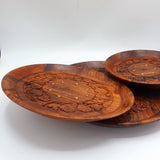 Pure Sheesham Wooden Handi Craft Round Trays - Set of 3