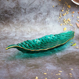 Leaf Style Glass Tray - Green