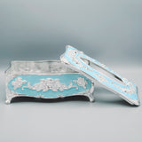 Luxury Cyan & Silver Tissue Box Napkin Holder