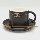 GUCCI Design Premium Tea Cup with Saucer and Golden Spoon