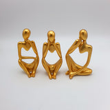 3 Deep Thinkers Decor Pieces - Golden