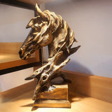 Resin Horse Head Statue - Golden Black