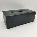 Premium Leather Tissue Box - Black (Large Size)