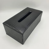 Premium Leather Tissue Box - Black (Large Size)
