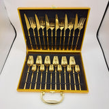 Premium Quality Golden Cutlery for 6 People - 24 Piece Set - Full Golden