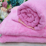 Premium Pink Large Towel with Golden Floral design - One Towel