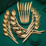 65 Grams Premium 24-Piece Golden Cutlery Set - 6 Person