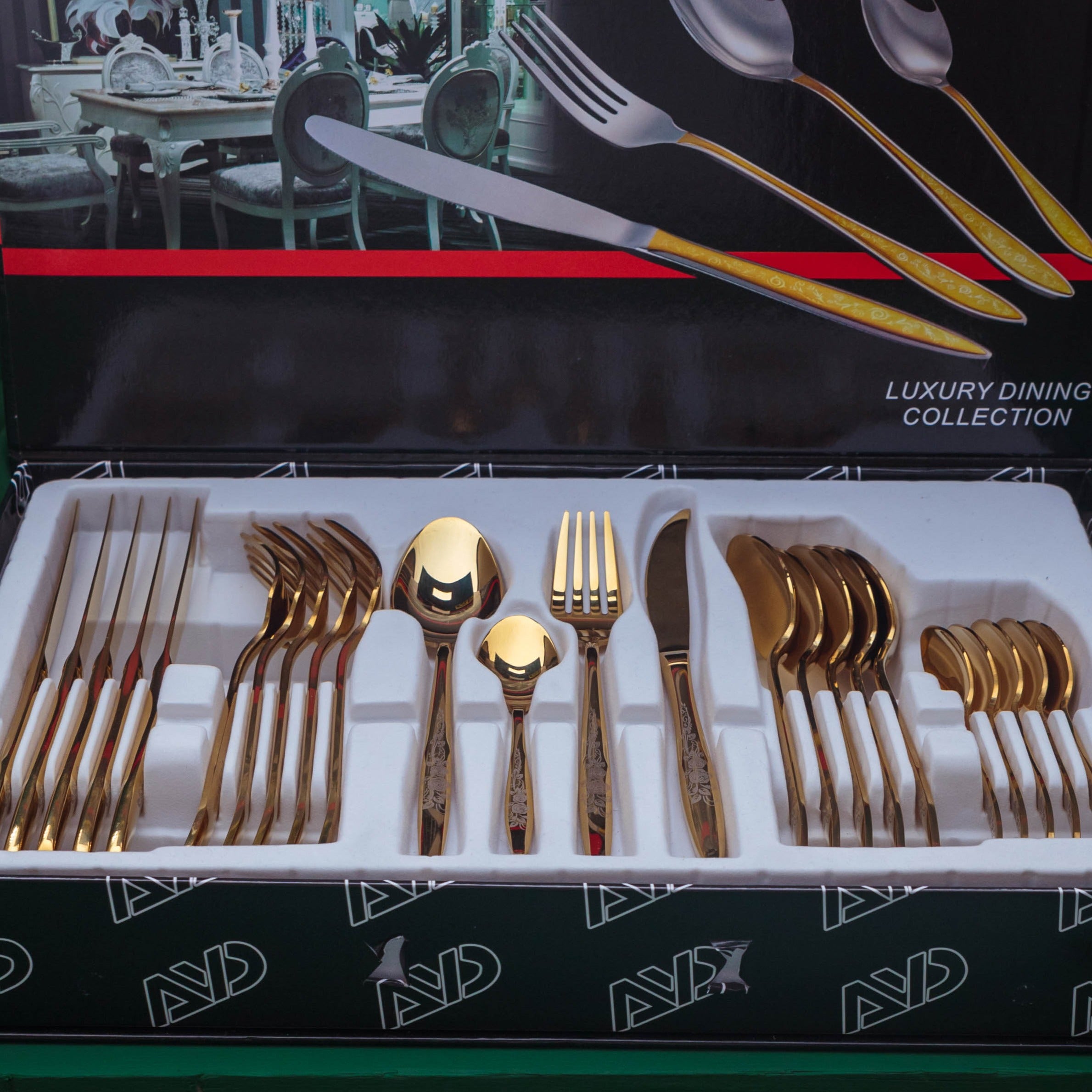 65 Grams Premium 24-Piece Golden Cutlery Set - 6 Person