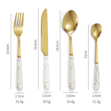 White Marbline Golden Cutlery Set 25 Pcs