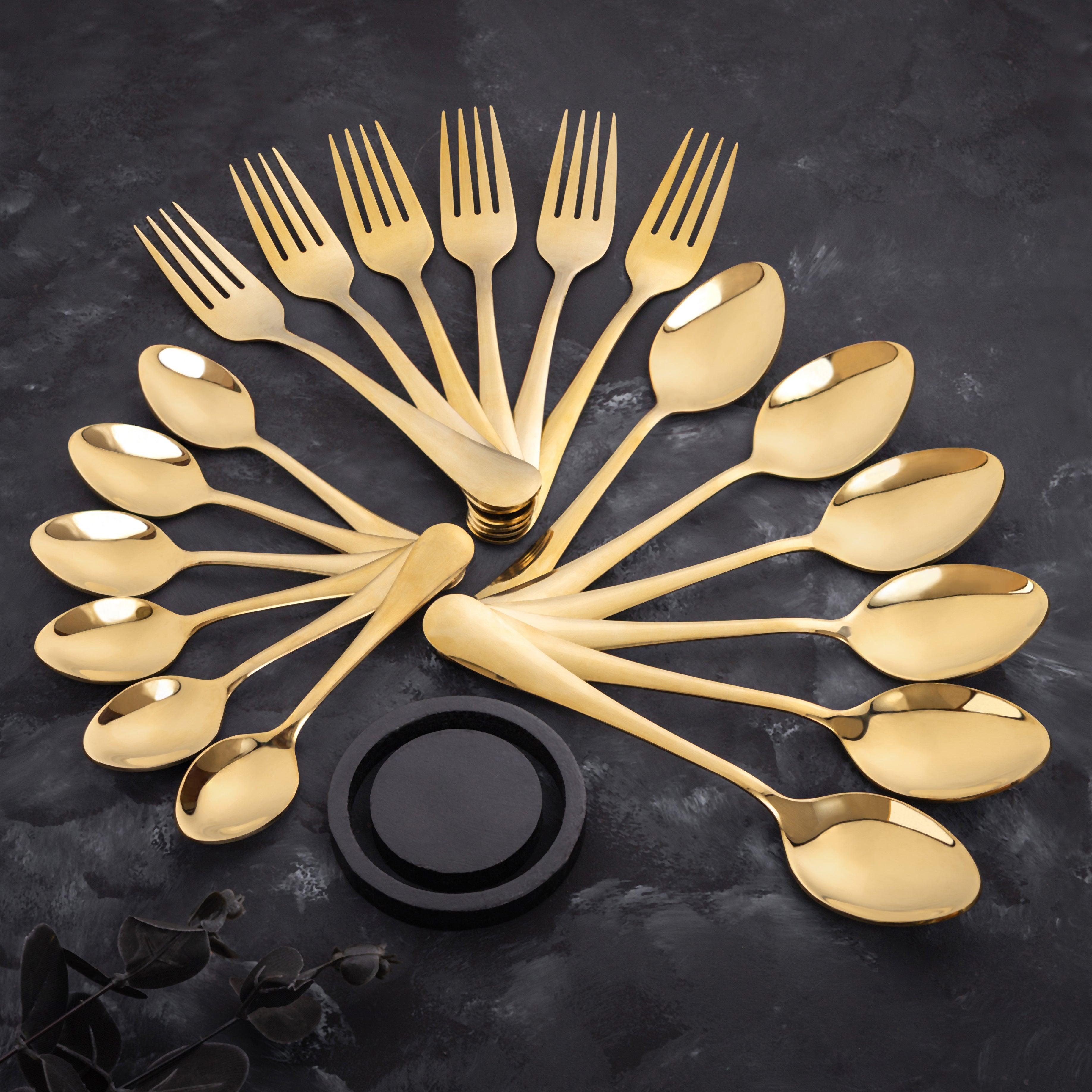 5 YEAR GUARANTEE 50 Gram Premium Golden Cutlery Set Qareenay Manzil® branded