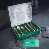 5 YEAR GUARANTEE 50 Gram Premium Golden Cutlery Set Qareenay Manzil® branded