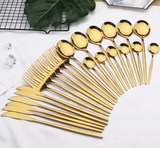 35 Grams Quality Cutlery for 6 People - 24 Piece Set - Full Golden