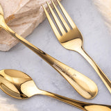 WITH GUARANTEE - 50 Gram 1 Person Golden Cutlery Set Premium Qareenay Manzil® Branded with 5 Years Guarantee