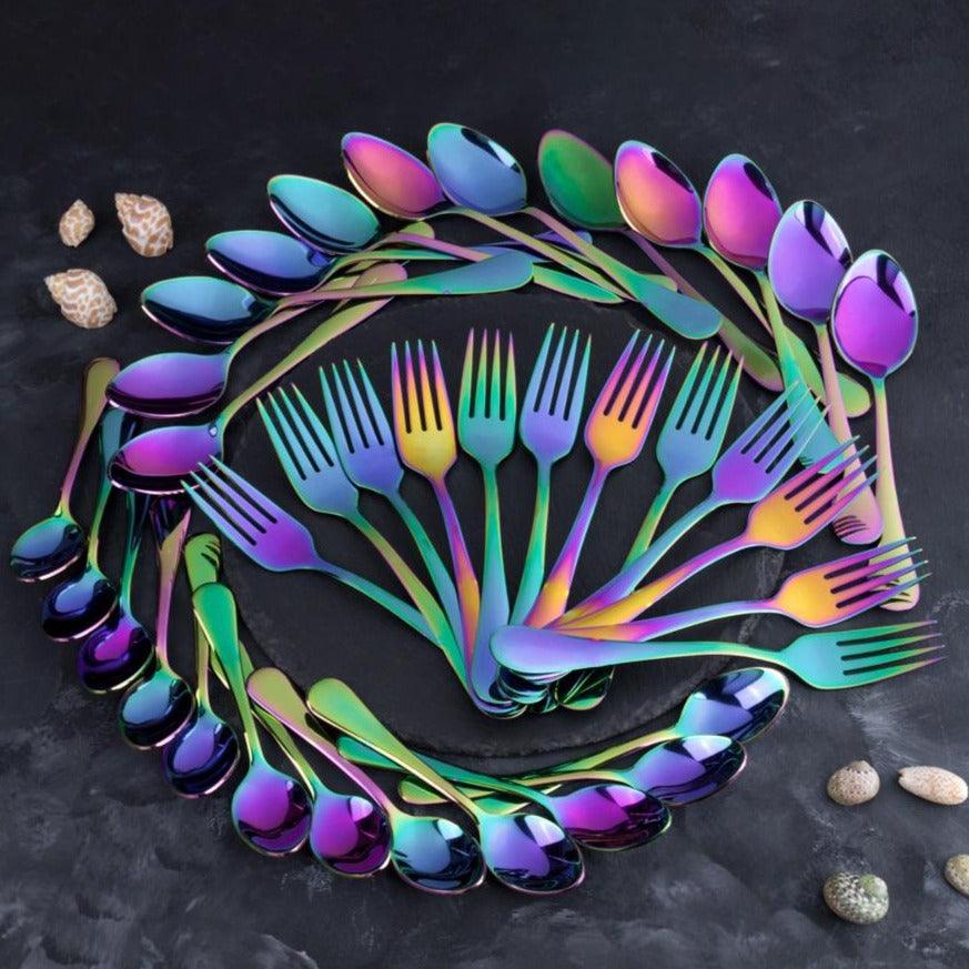 5 YEAR GUARANTEE 50 Gram Premium Rainbow Cutlery Set Qareenay Manzil® branded