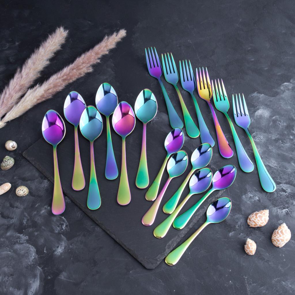 5 YEAR GUARANTEE 50 Gram Premium Rainbow Cutlery Set Qareenay Manzil® branded
