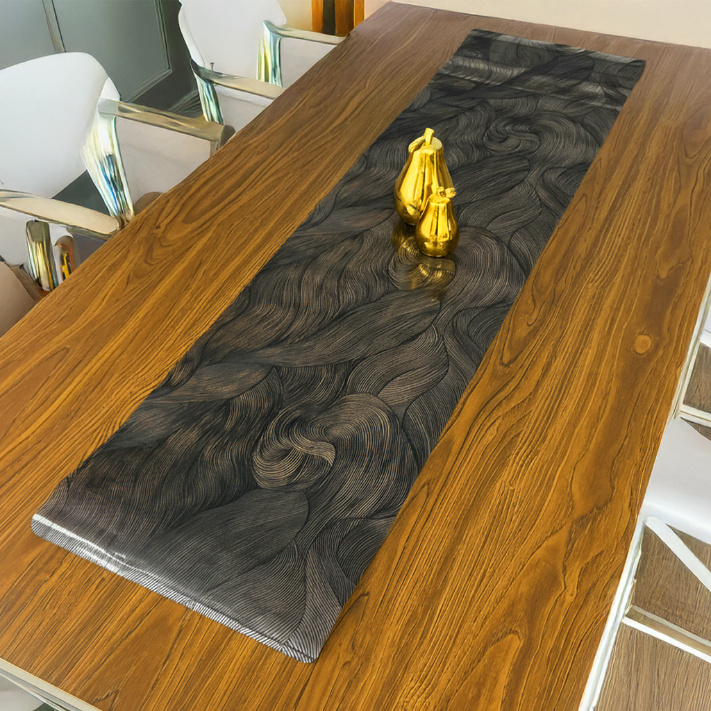 Table runner art geometry - Black color